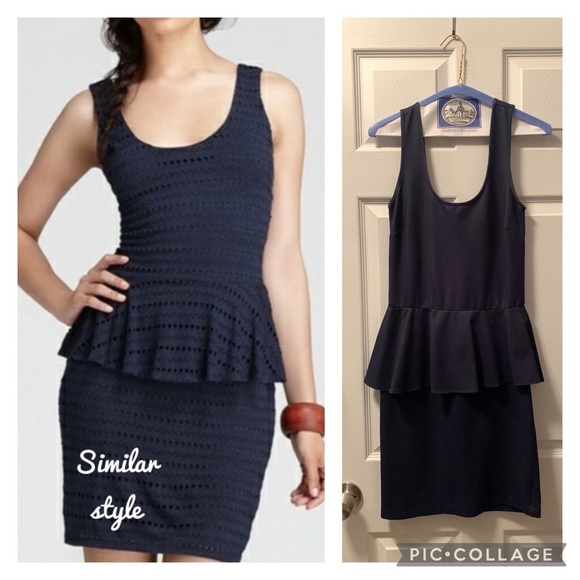 Aqua Dresses & Skirts - Aqua Indigo / Navy Peplum Denim Dress, M